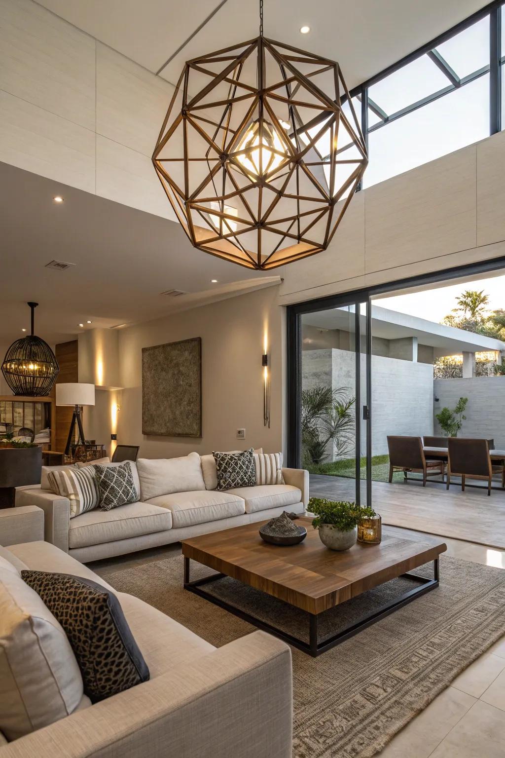 Artistic light fixtures add creative flair to any space.