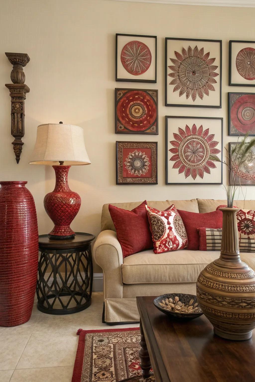 Wall art can be the perfect finish for your living room's set of colors.