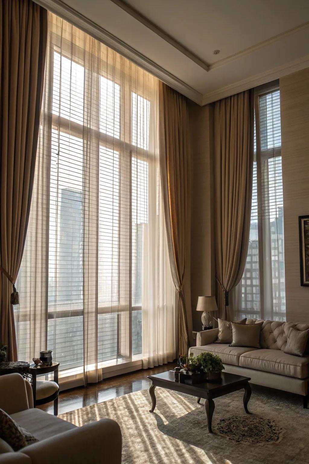 Floor-sweeping curtains enhance the grandeur of any room.