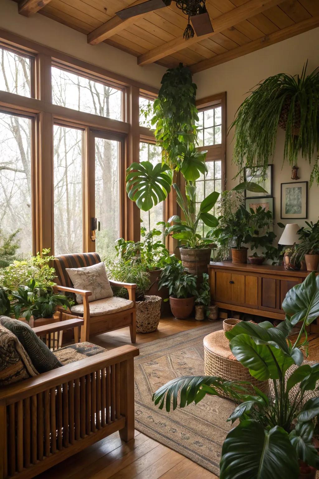 Nature's essence bringing warmth to a living room.