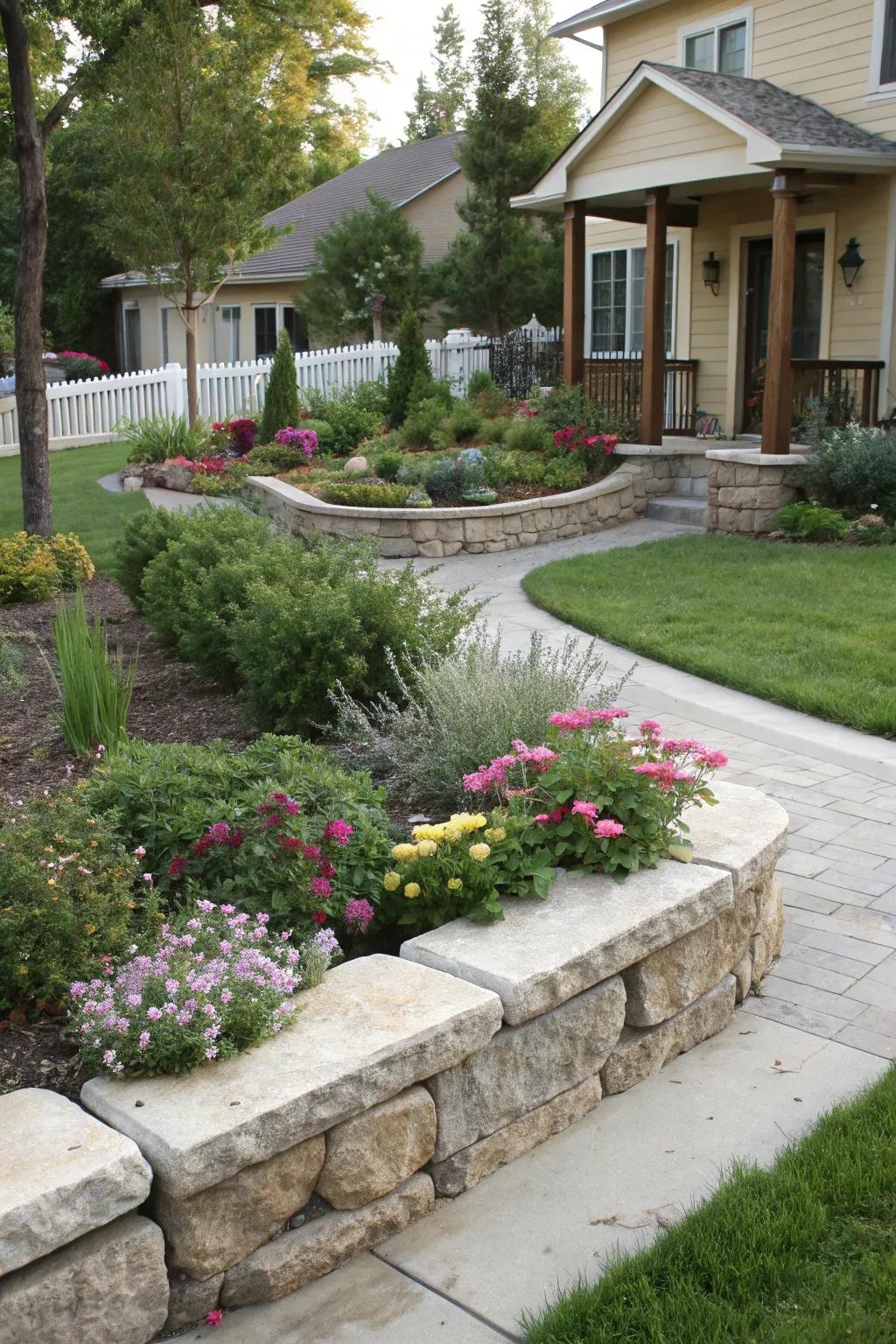 Clear boundaries keeping the landscaping neat and organized.