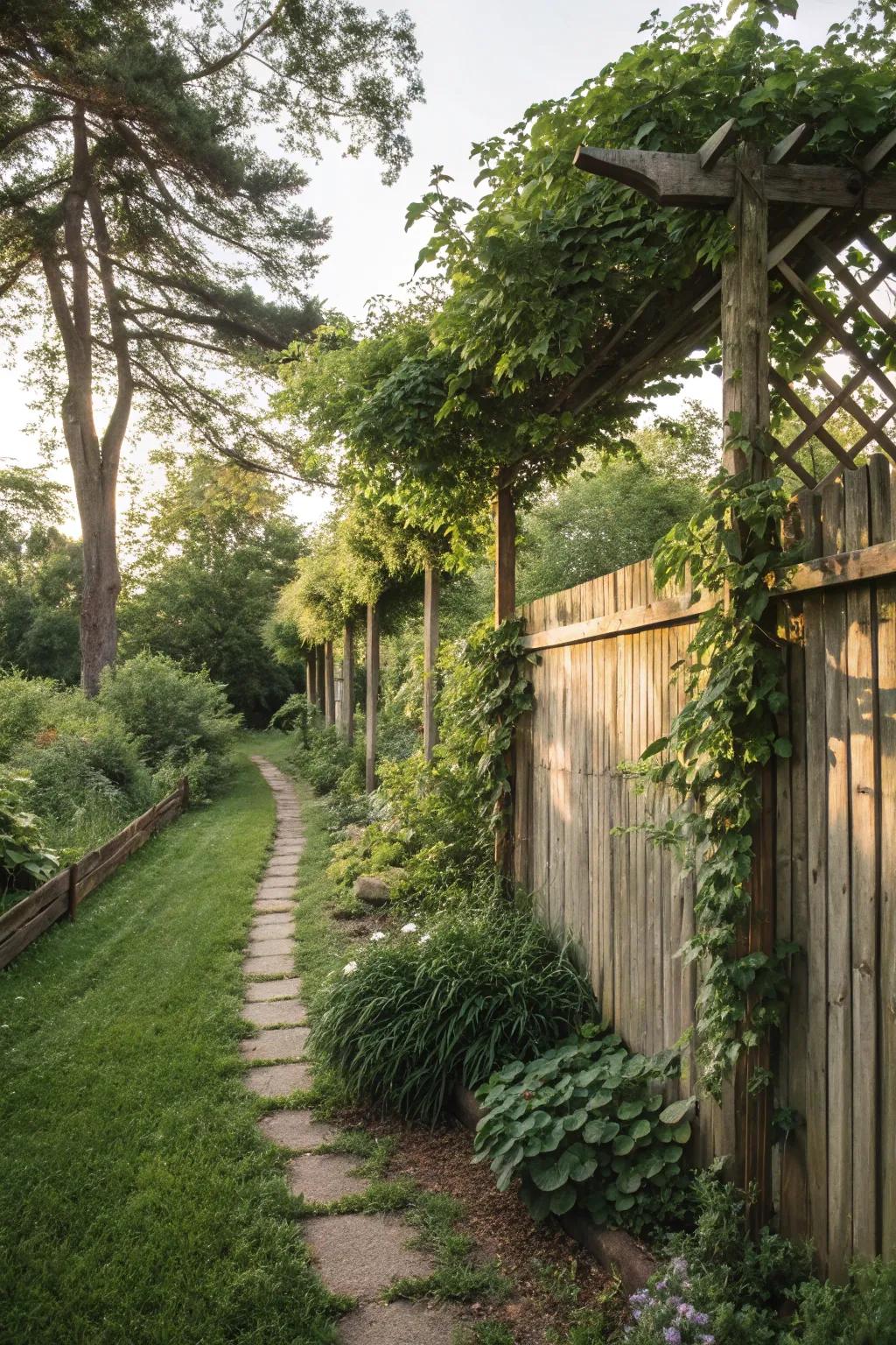 A wood fence offers structure and seclusion.