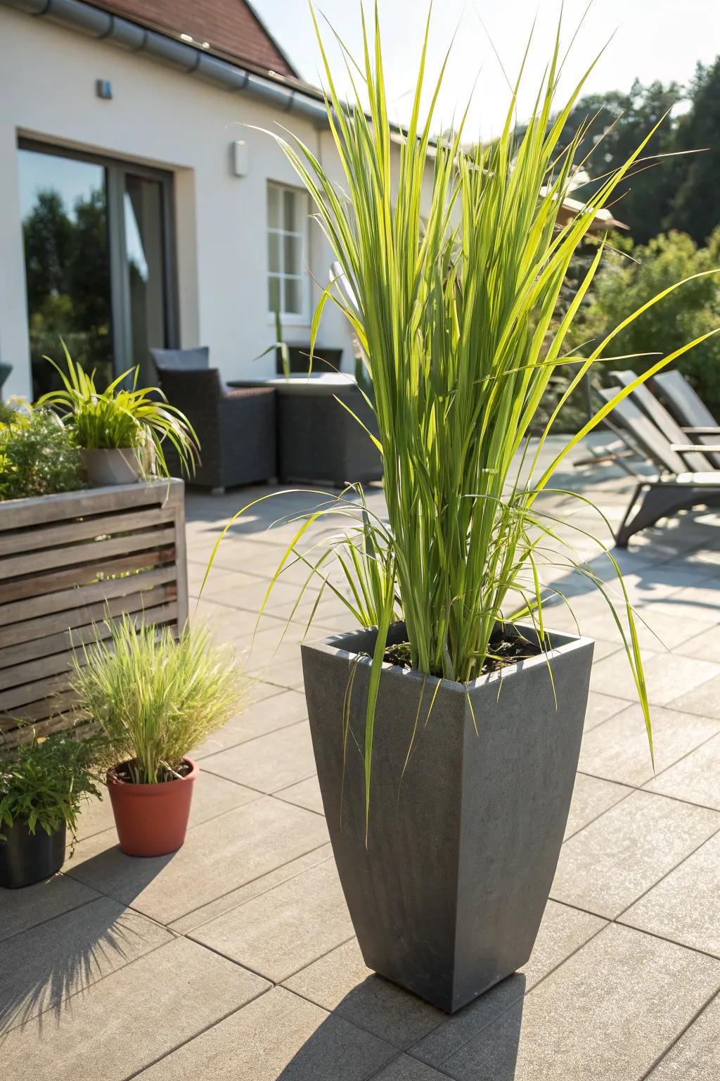 Lemongrass towering in the sun.