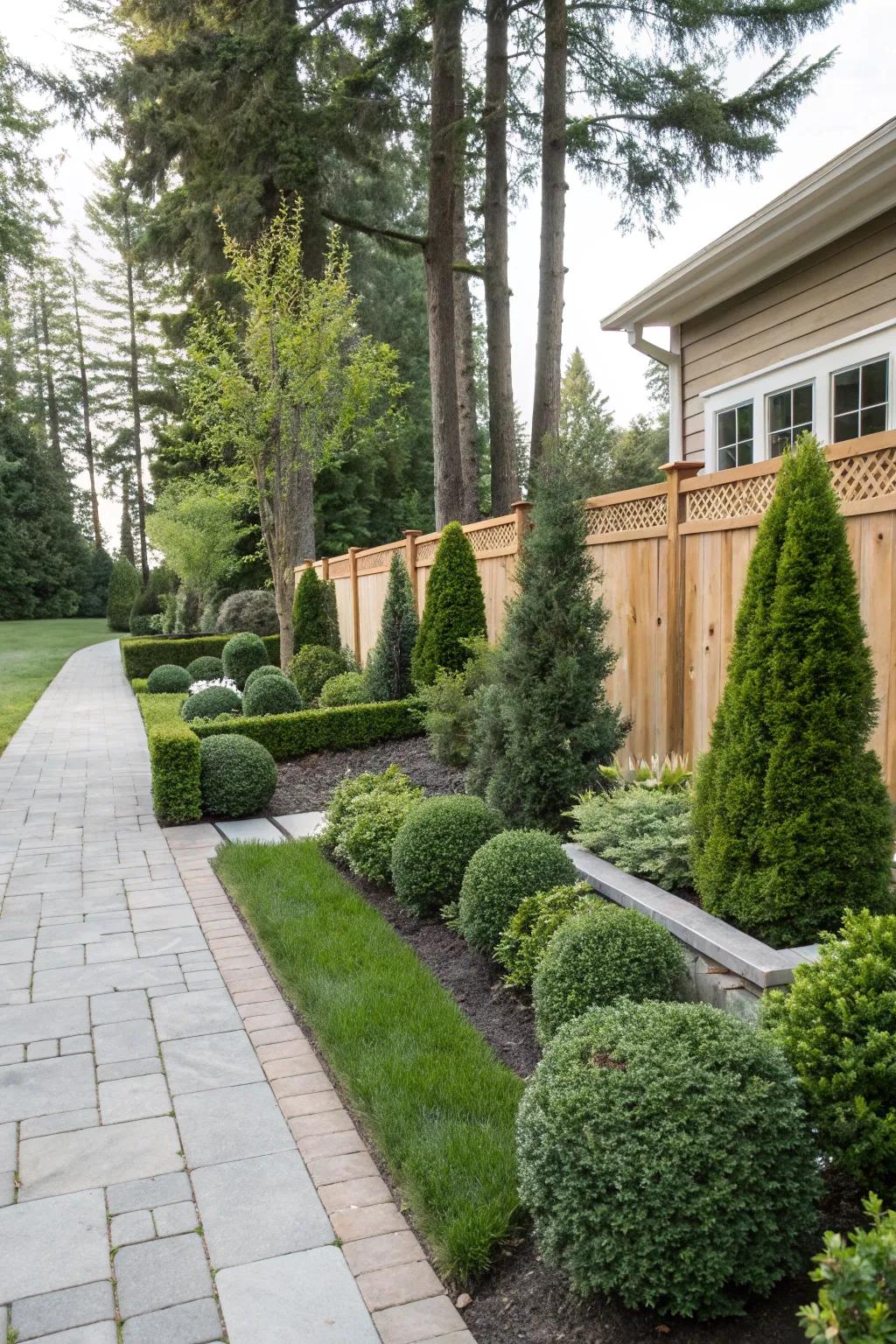 Evergreen shrubs offer consistent beauty year-round.