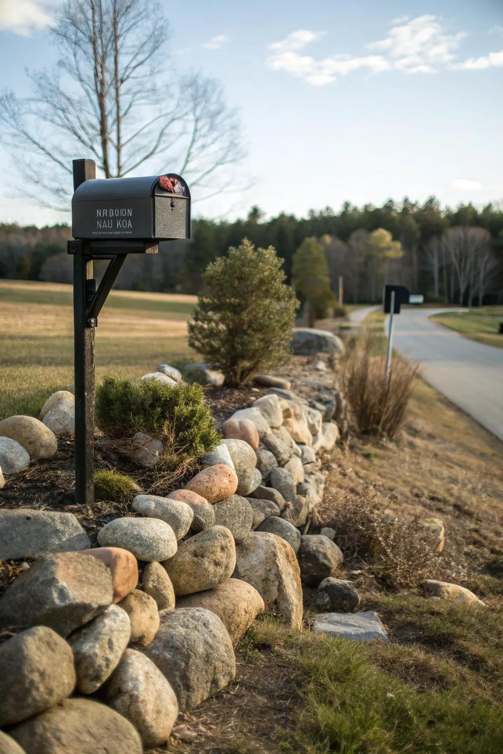 Tiered stones include height and interest to your mailbox landscape.