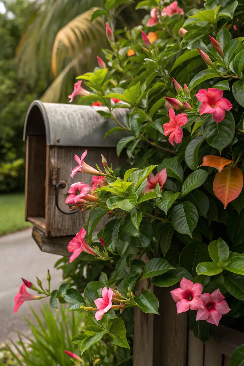 Exotic flowers bring a splash of exotic color to your mailbox.