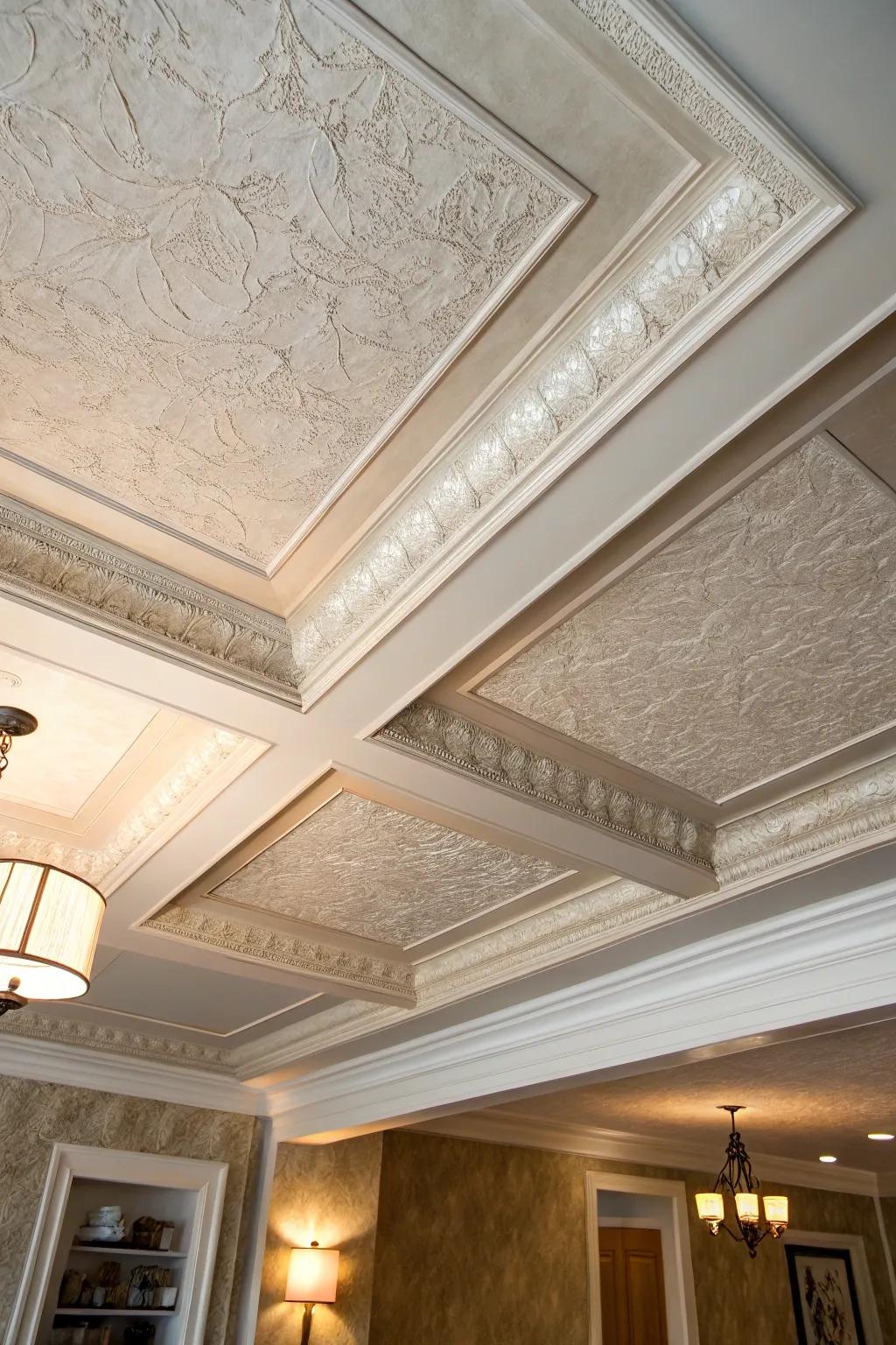 Adding textures can turn your tray ceiling into a piece of art.