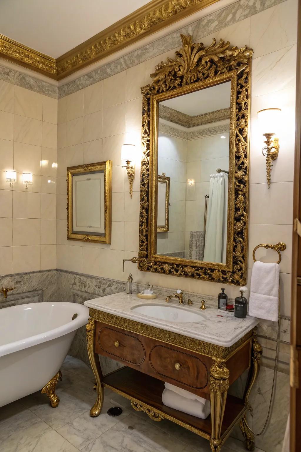 An ornate reflector adds sophistication and style.