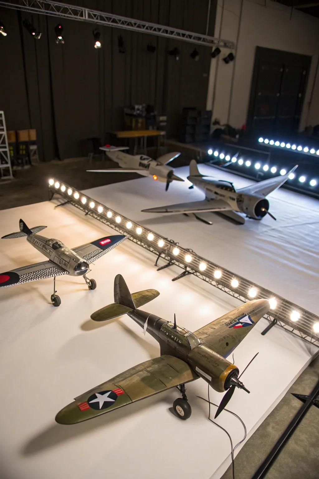 Lighting can significantly enhance the allure of your miniature aircraft display.