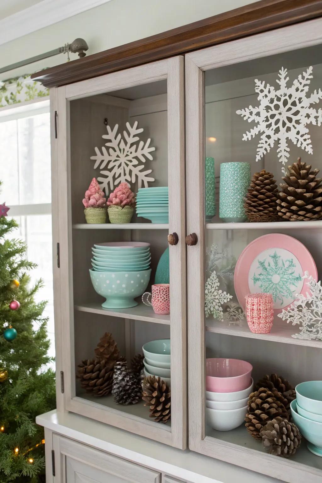 A vigorous periodic display inside a display cabinet.