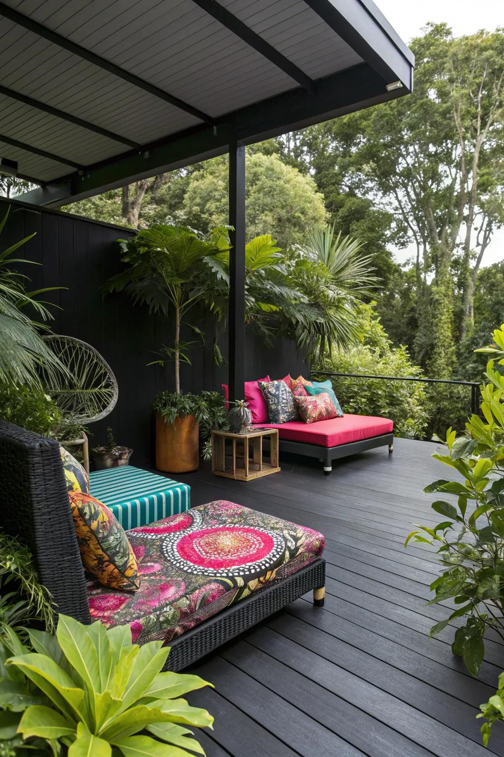 A black deck makes a striking statement.