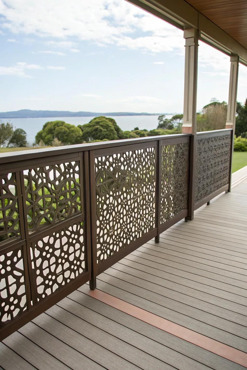 Decorative patterns add visual depth to your deck skirting.