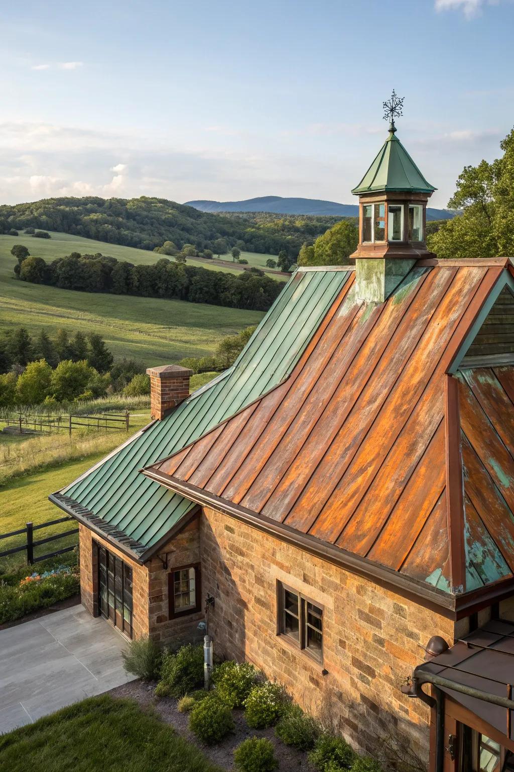 Timeless charm: A bronze roof that evolves with grace and beauty.