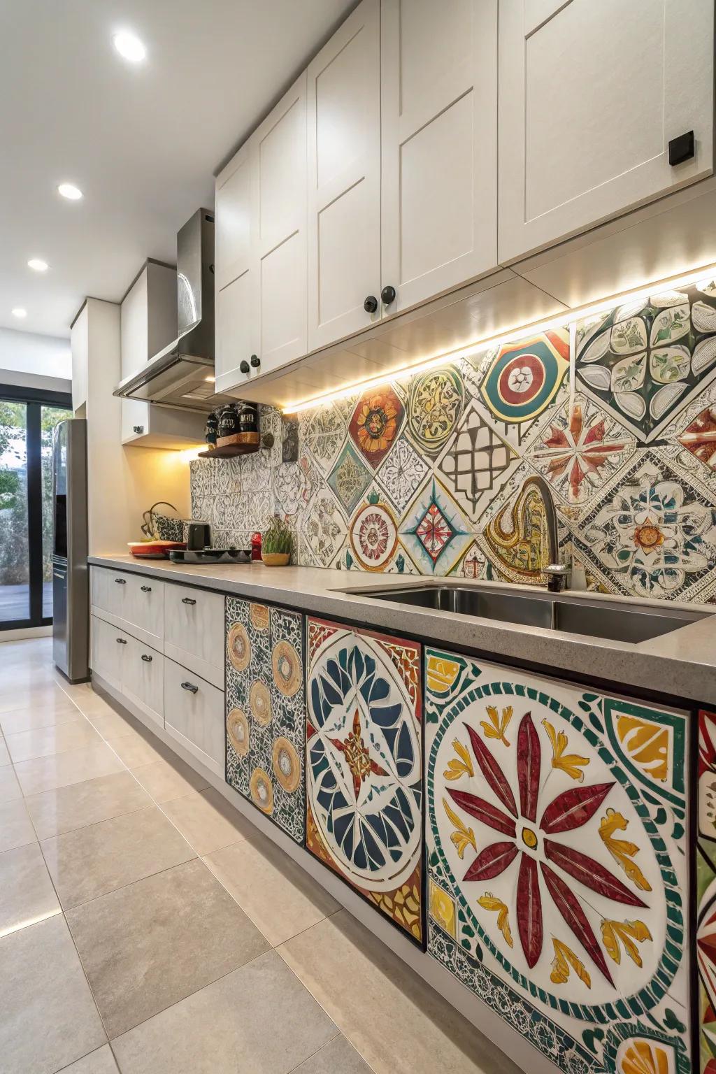 Patterned mosaics transform your kitchen into a masterpiece.
