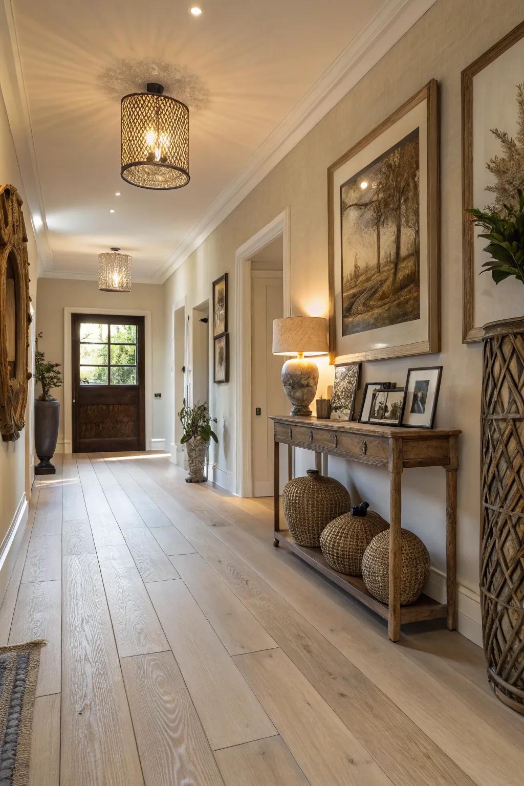 Decorative accents bring character to light wood floors.