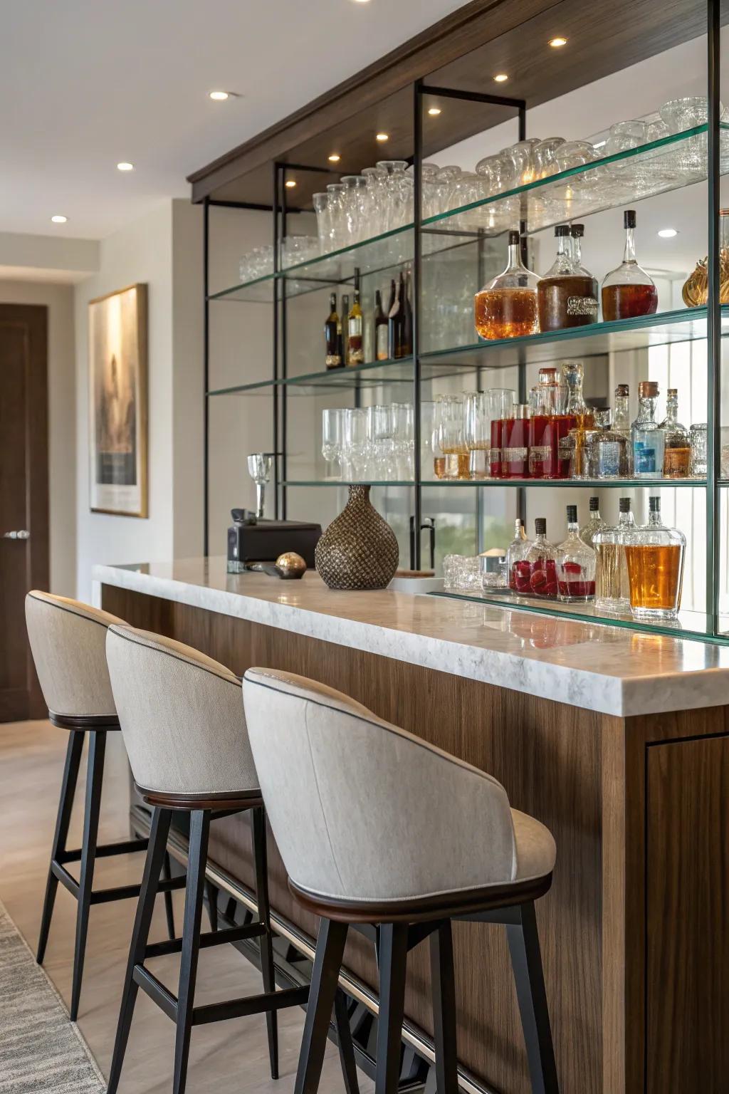 A chic bar spot becomes the focal point of your speakeasy.