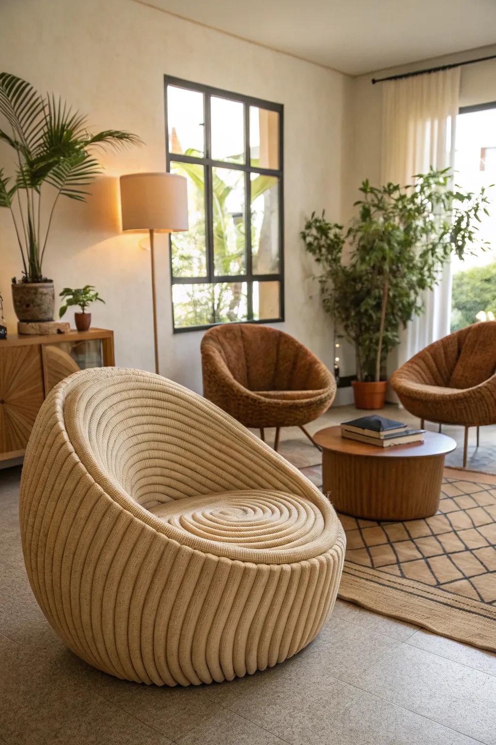 Organic contours lead to a harmonious tropical design.