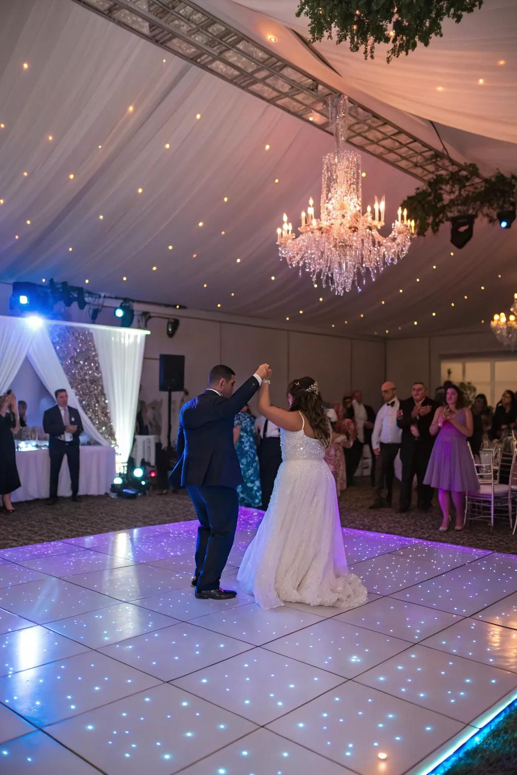 A bespoke dance space featuring special illumination effects.