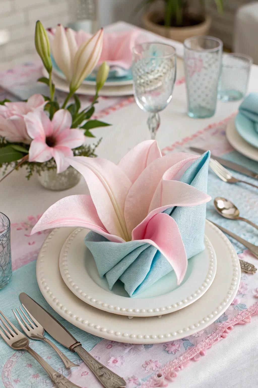 Elegant lily folds for a touch of sophistication.