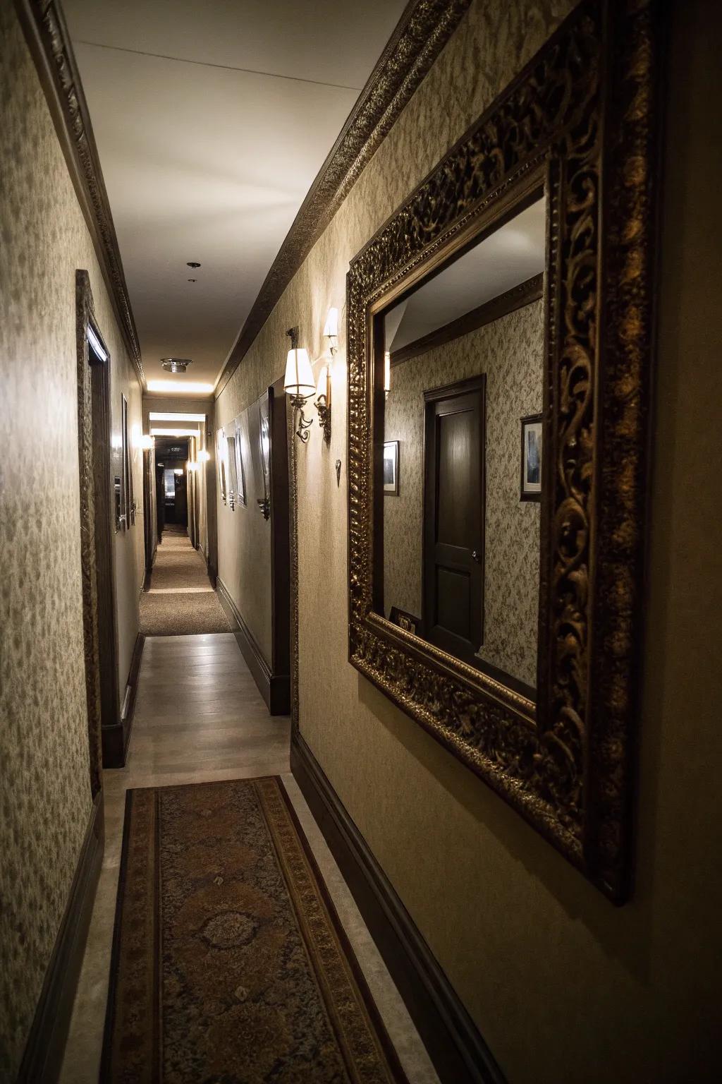 Mirrors possess the capacity to render your hallway as more expansive.