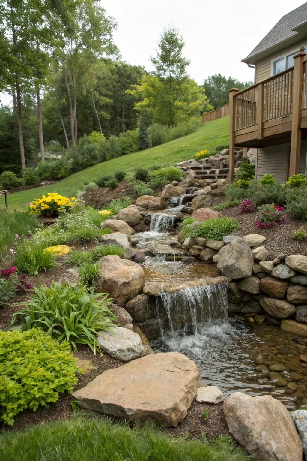 A cascading stream design maximizing inherent inclines.
