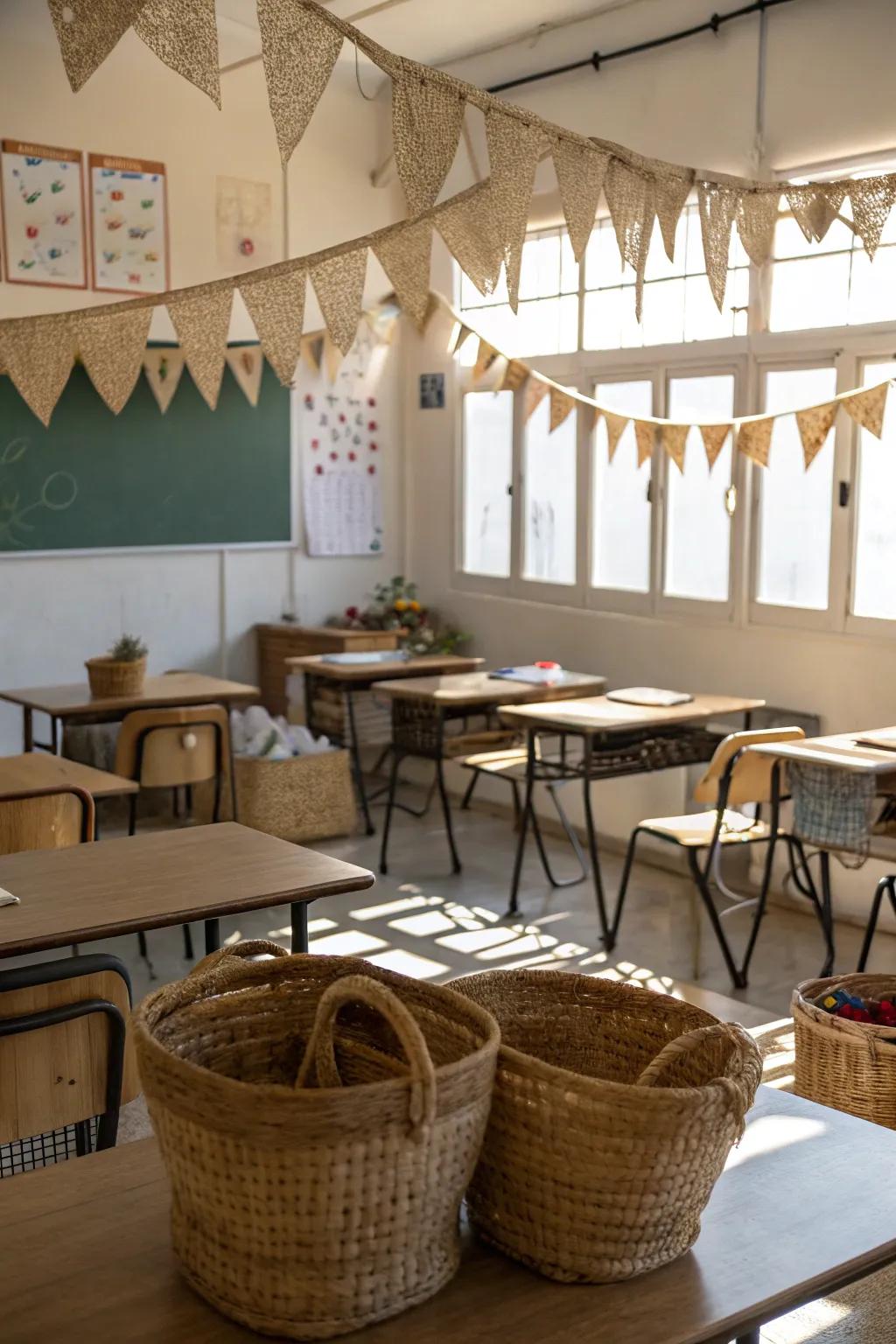 The natural theme is enhanced by textural elements.