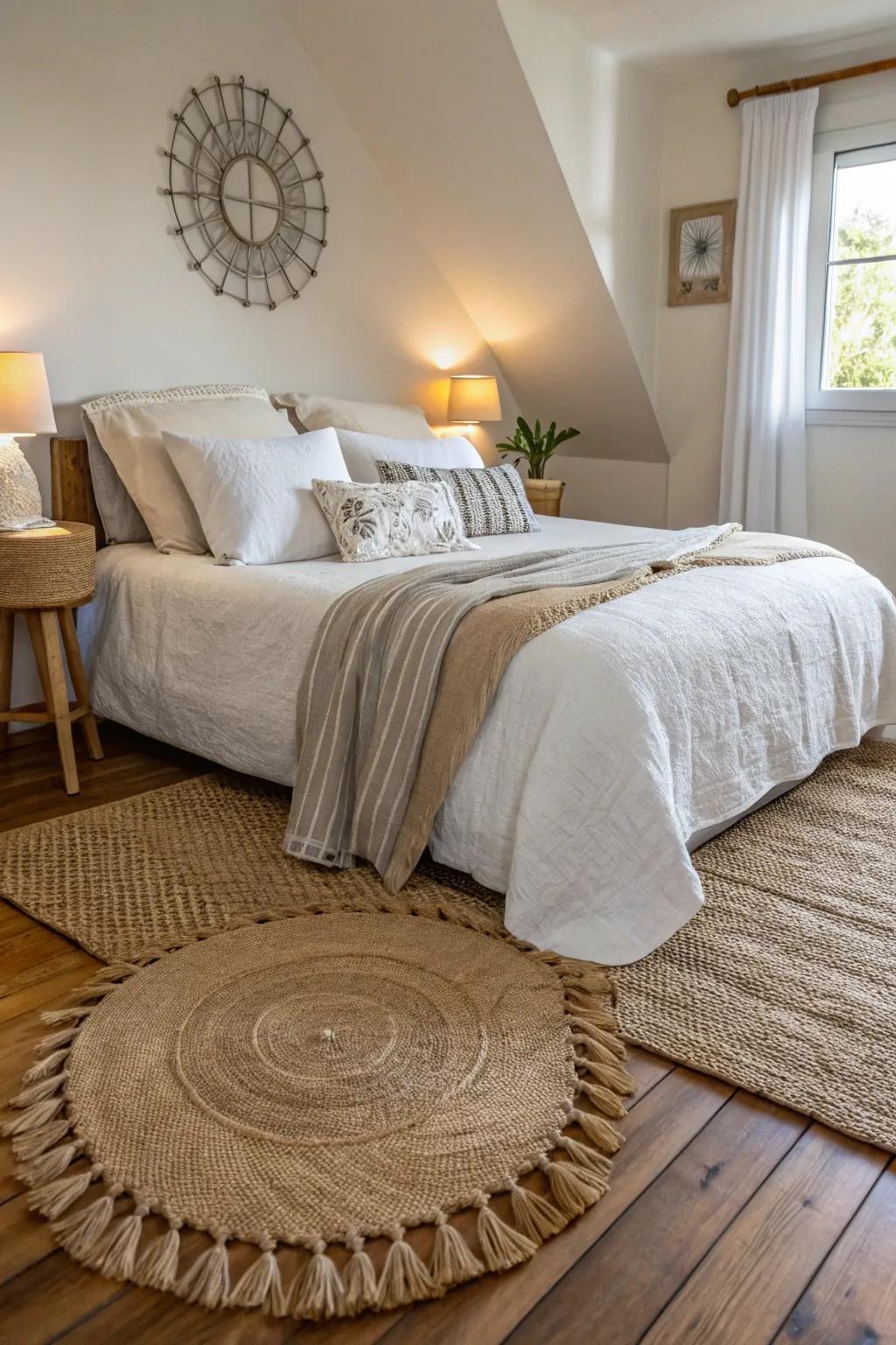 Natural textures enhance the depth and comfort of a bedroom inspired by nature.