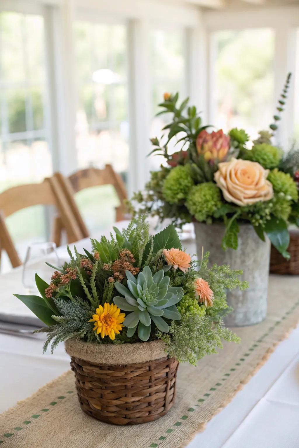 Inherent beauty using organic centerpieces.
