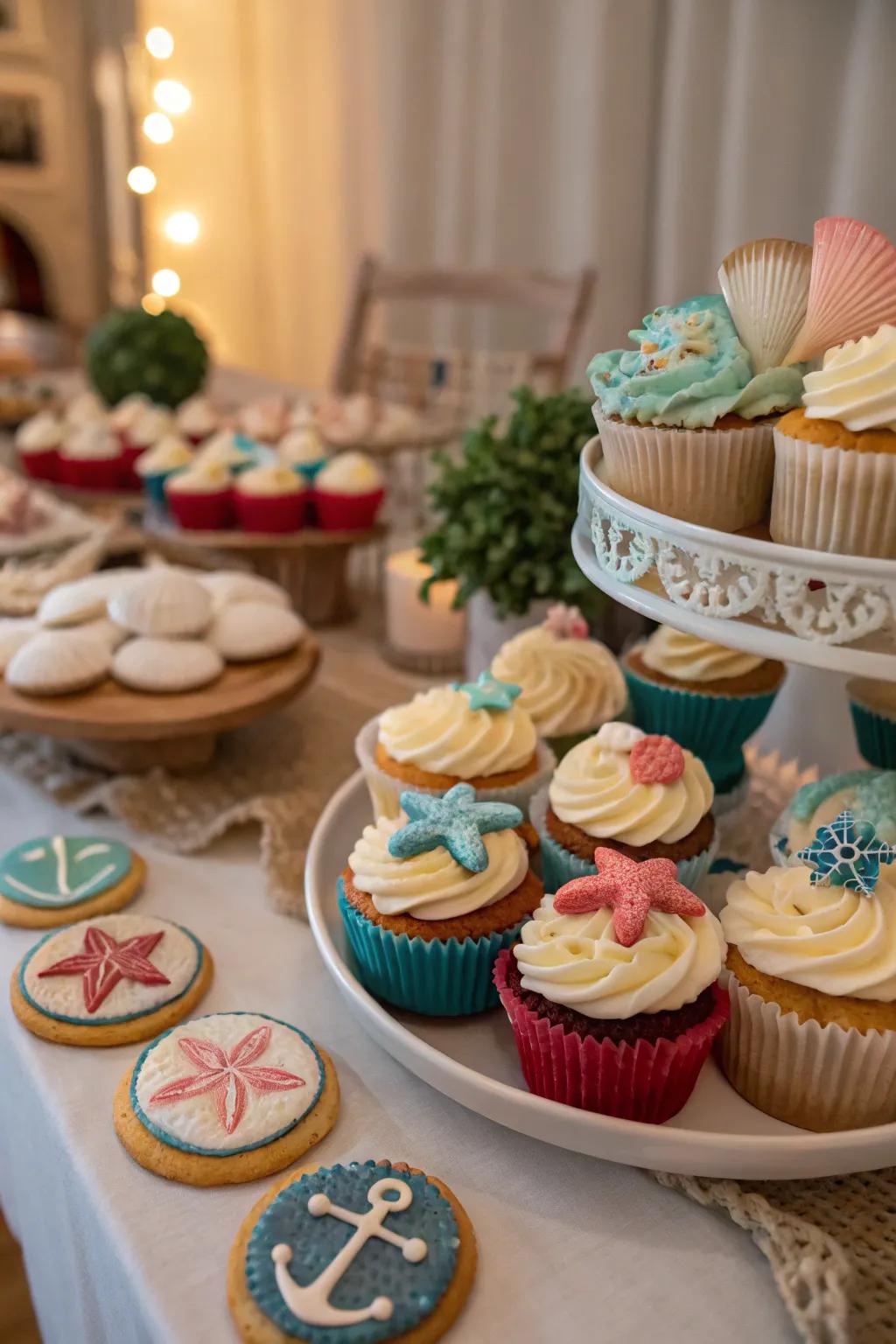 Delicious treats featuring an ocean motif.