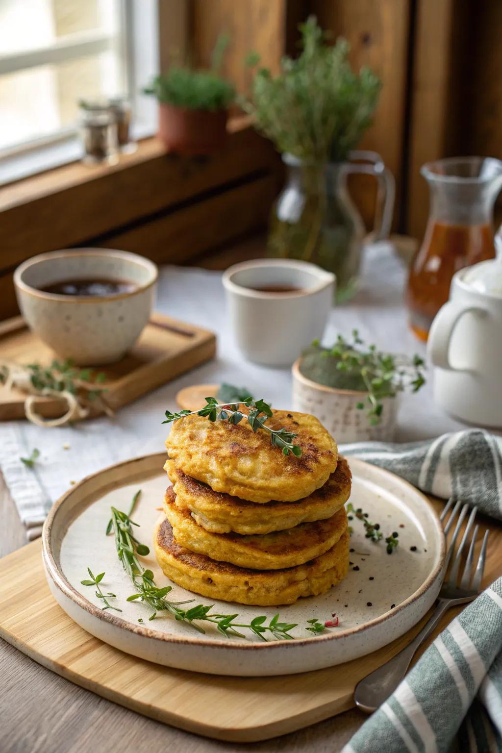 Sweet potato pancakes: A crispy and delicious side dish.