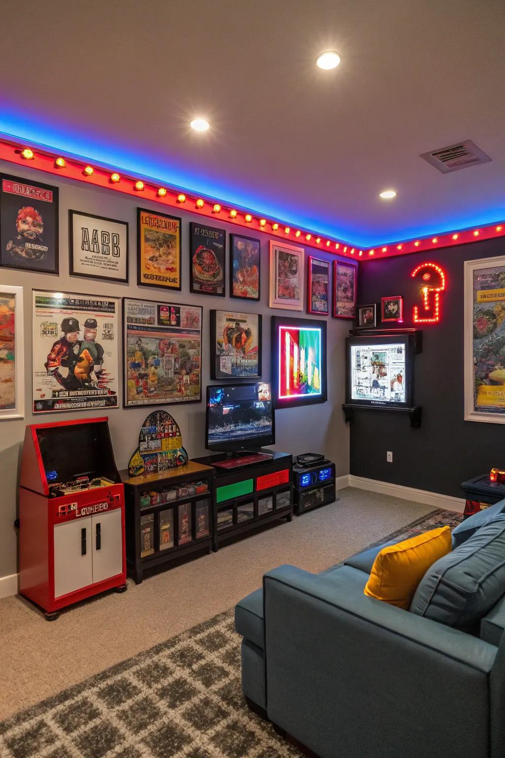 Styled touches to pump personality into your office game room.