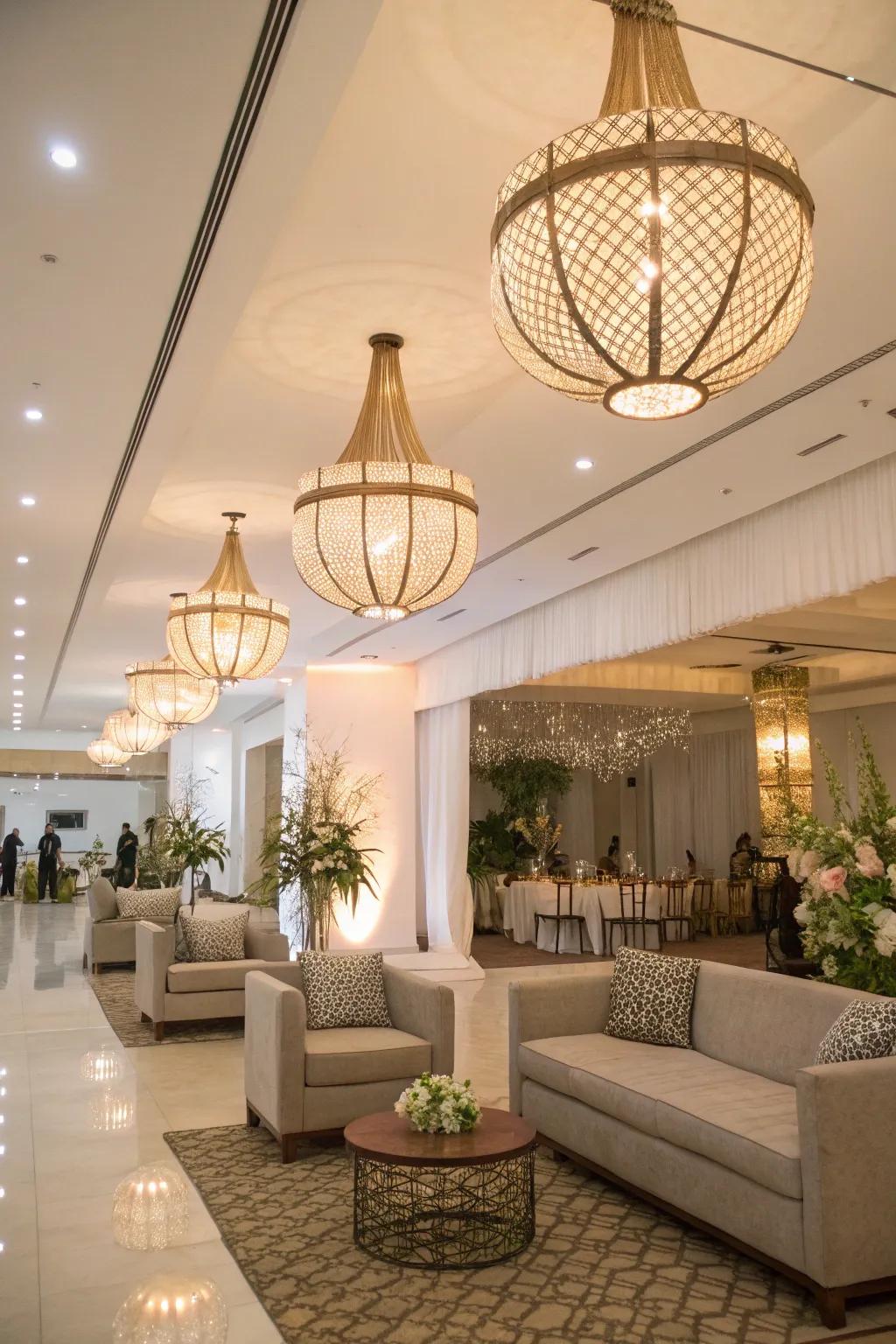 Use stylish pendant lighting to create a welcoming reception area.