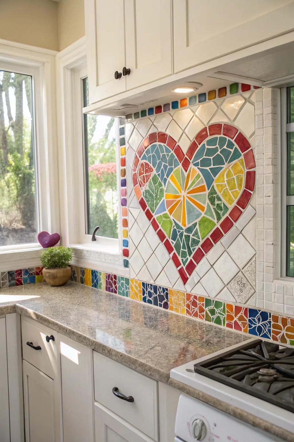 An open heart tilework adds creative panache and texture.