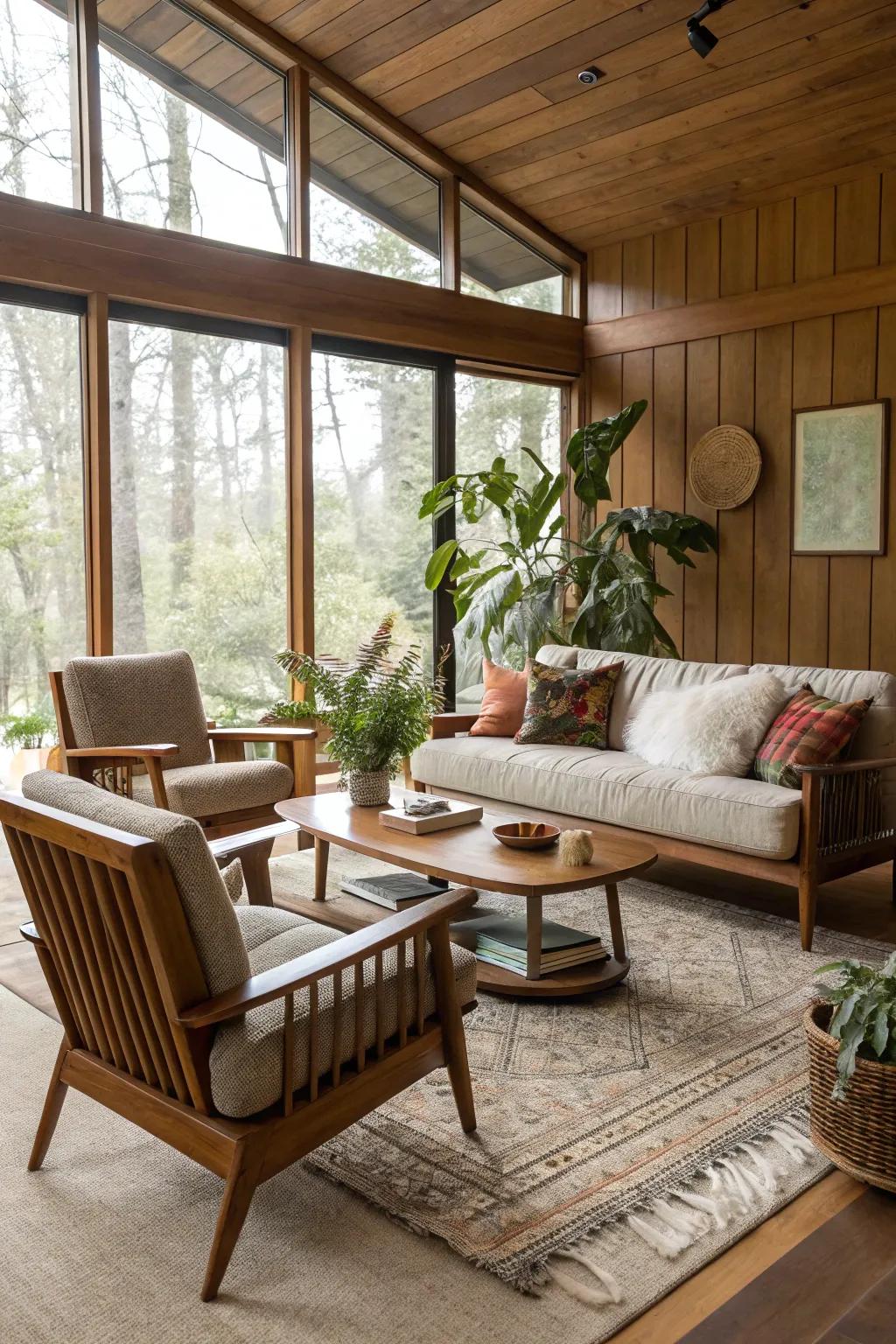 Refined and stylish furniture complements natural parts.