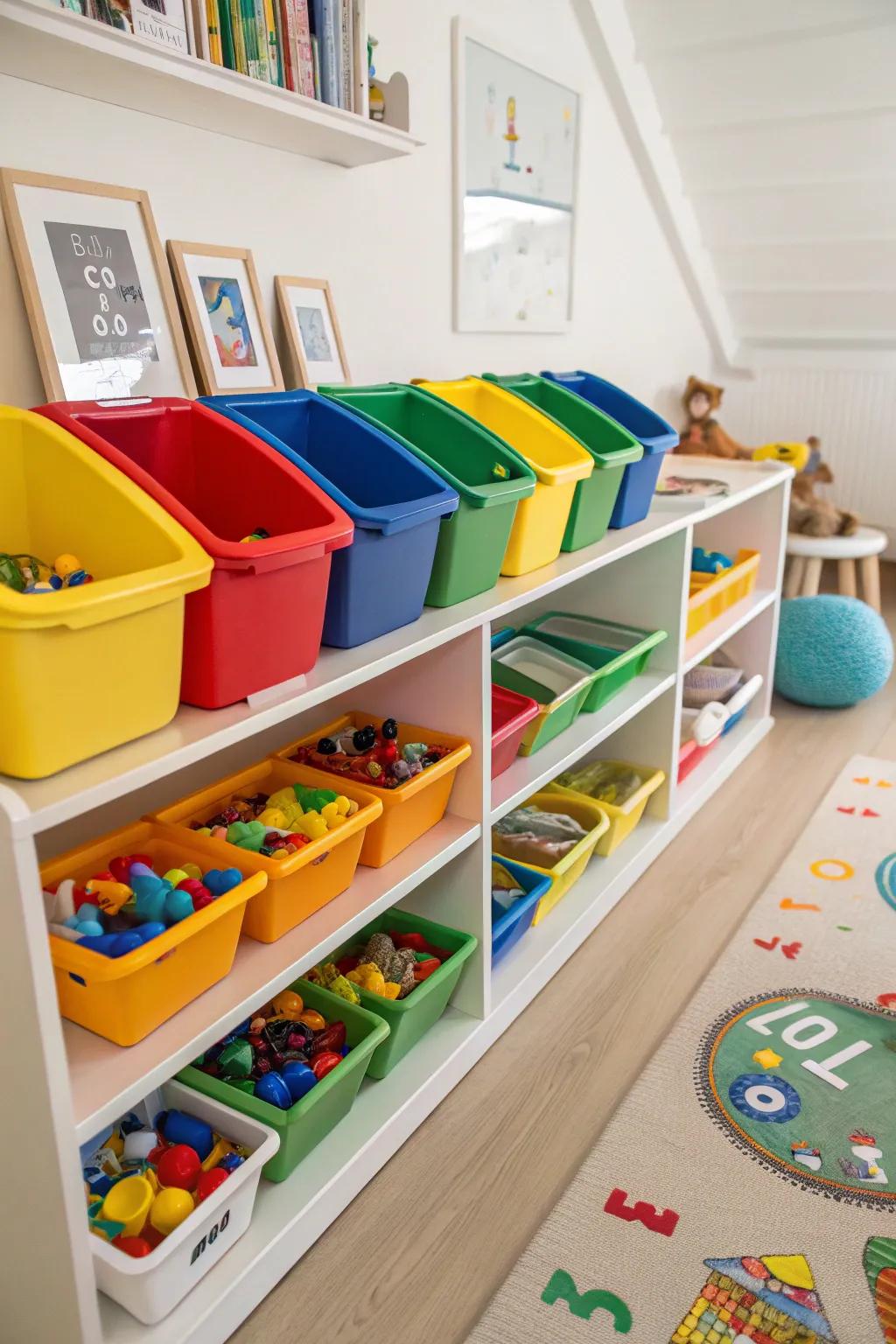 Color-sorting makes storing and arranging simple.