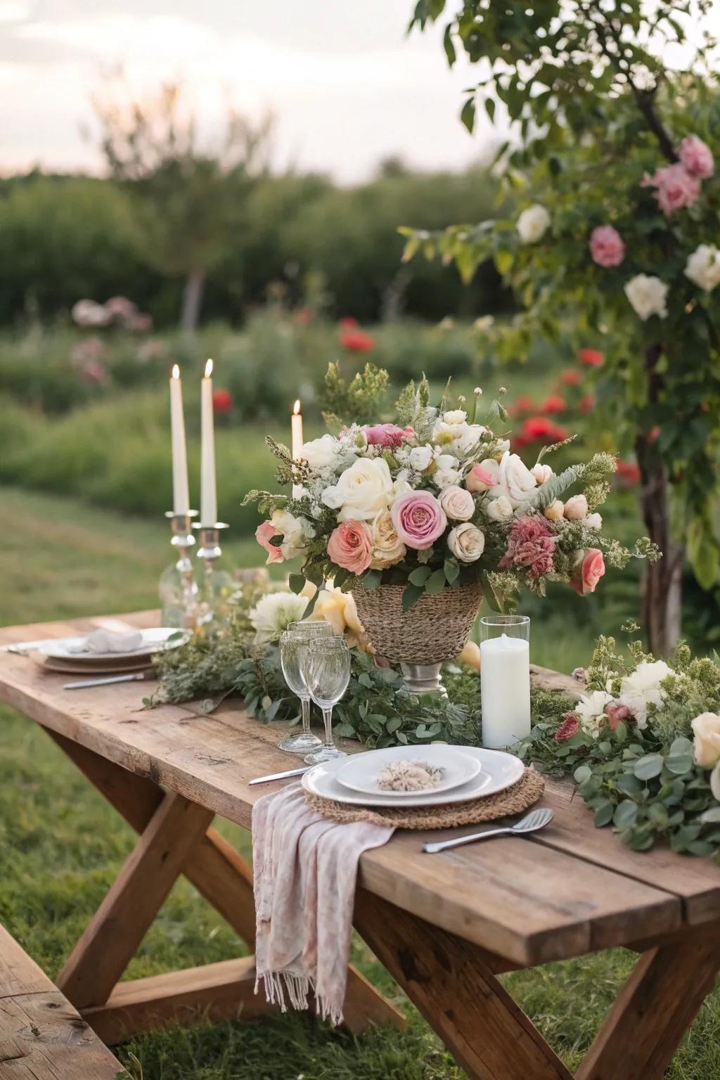 Woodland-inspired tables infuse natural charm into the celebration.