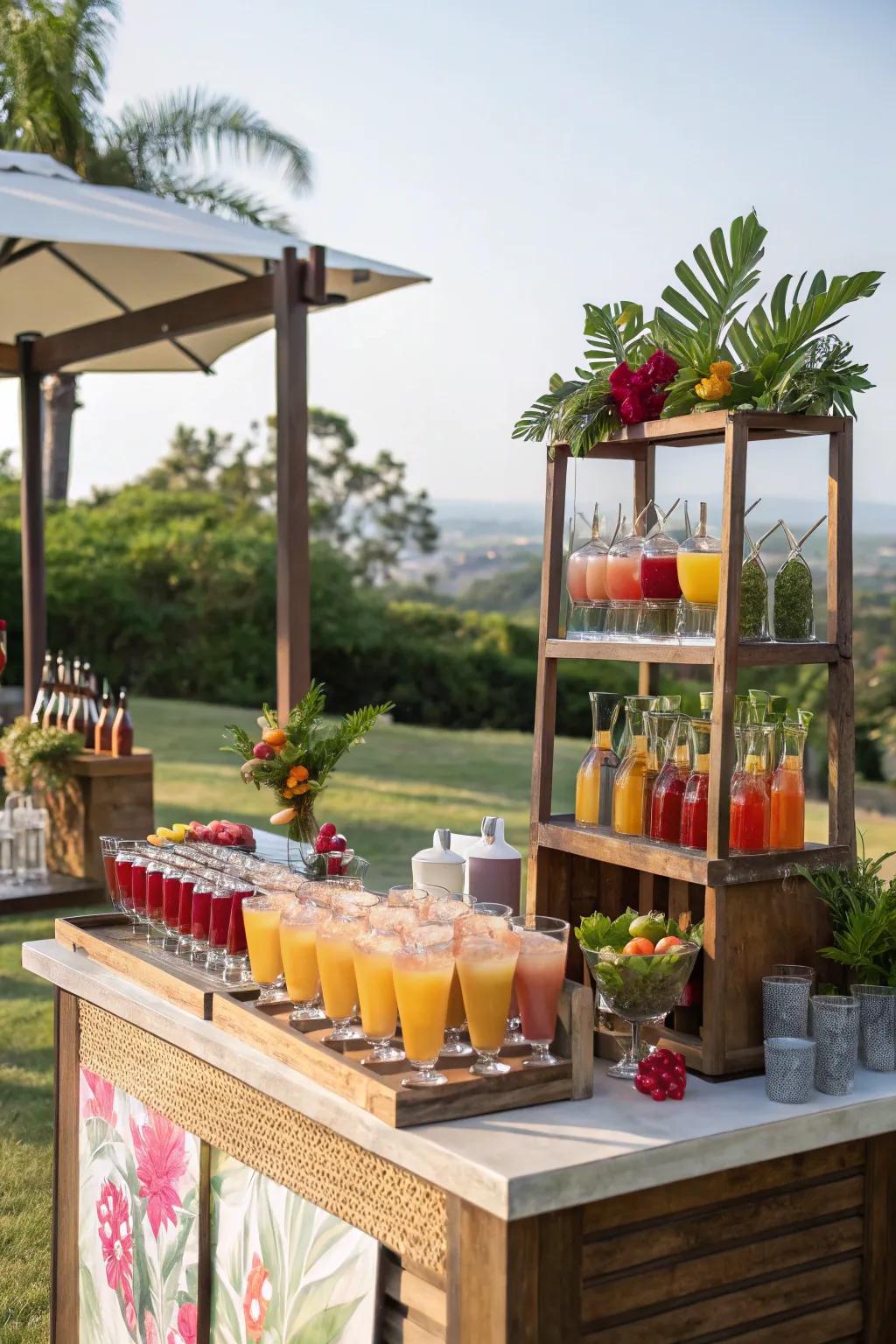 A charming bubbly drinks area makes it possible for attendees to combine their very own ideal beverage.