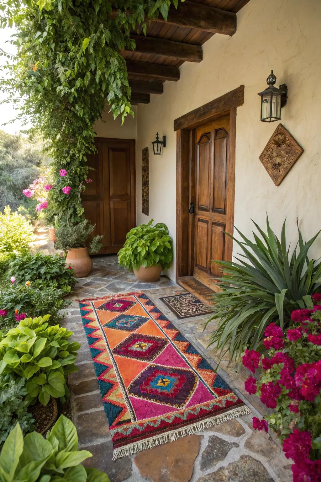 An outdoor rug incorporates comfort and style, rendering your entryway increasingly welcoming.