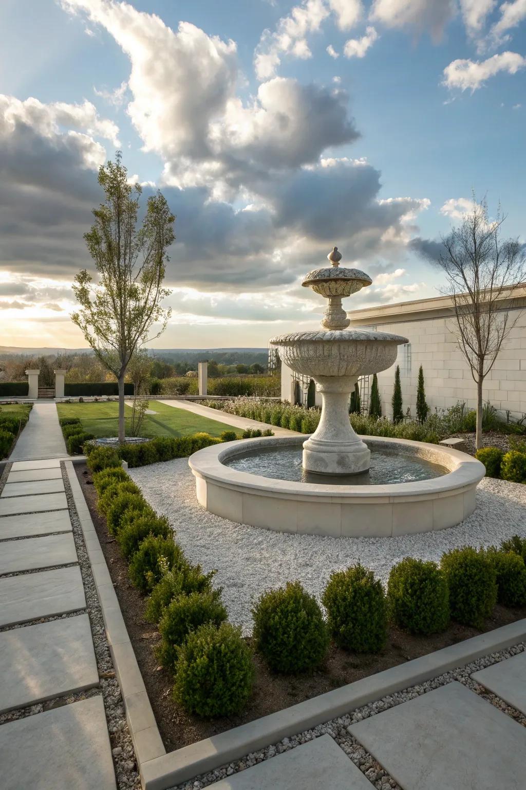 Sculpted fountains create a striking artistic expression in any surrounding.