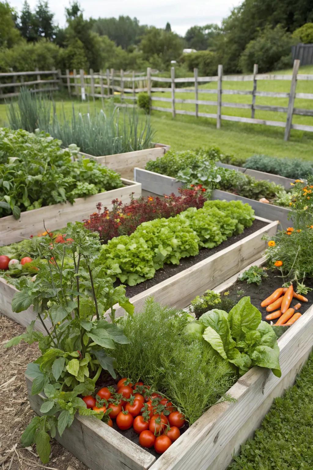 Raised planter beds provide a clean and accessible method to grow your own produce.