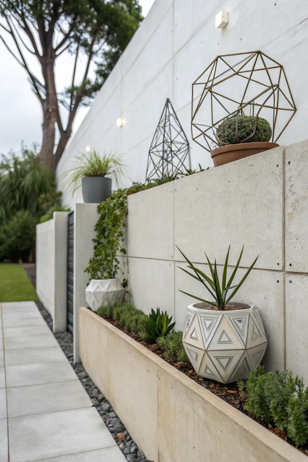 Modern materials craft chic and sophisticated garden walls.