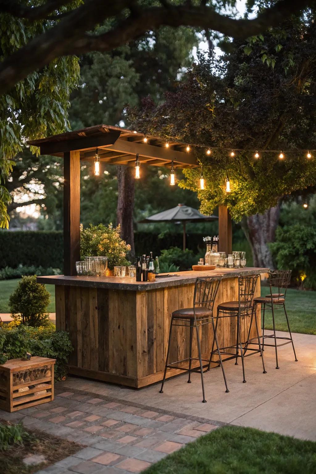 An exterior libation zone is ideal for entertaining in your personal space.