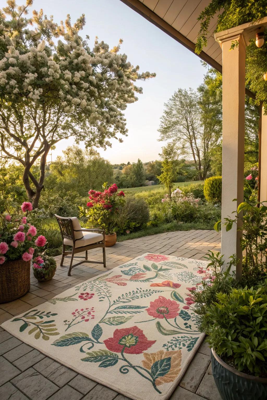 Extend your garden onto your patio with floral patterns.