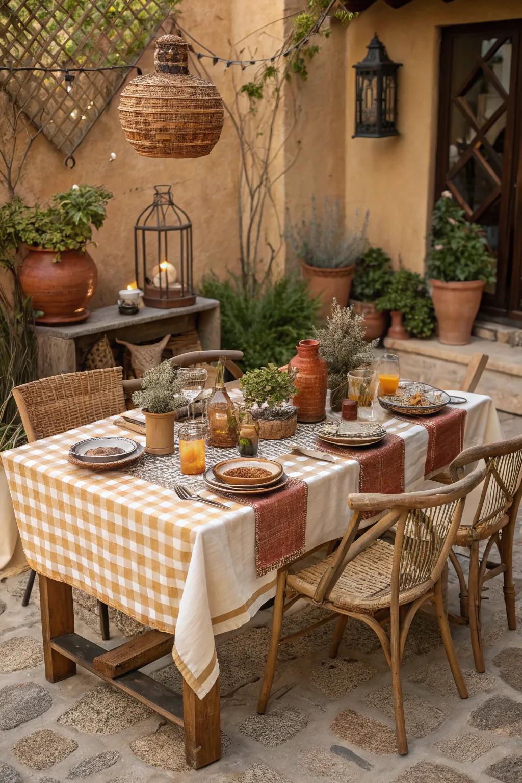 Inviting, earthy shades foster a snug and welcoming Thanksgiving ambiance.