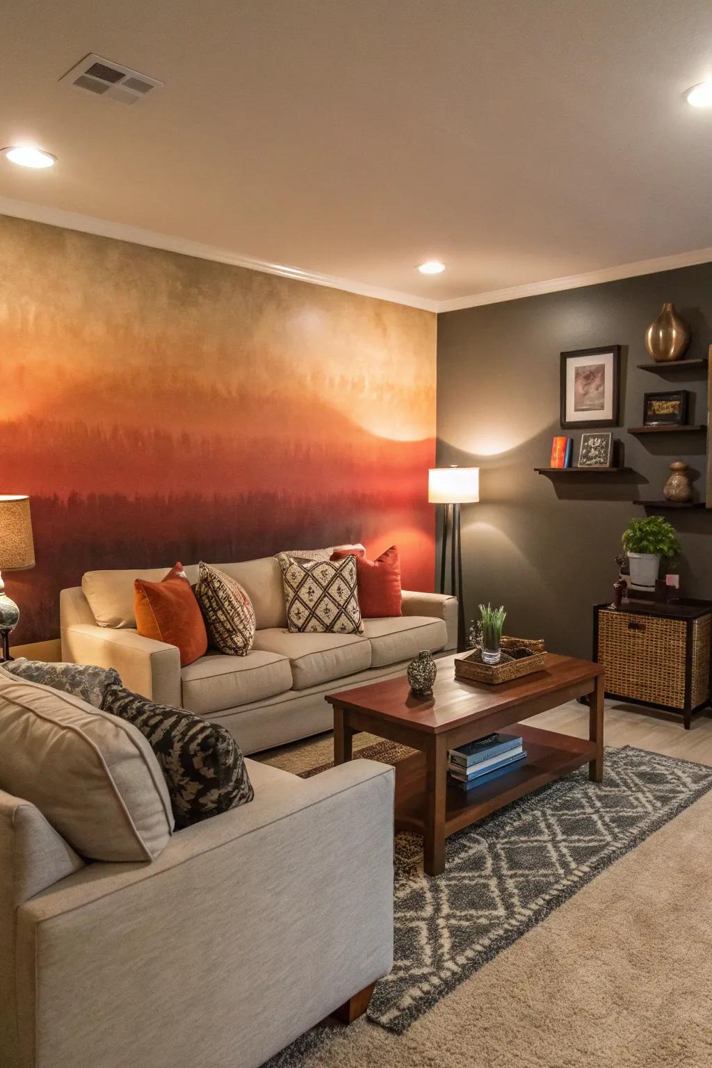 Color-fade walls provide a relaxing and elegant graduation.