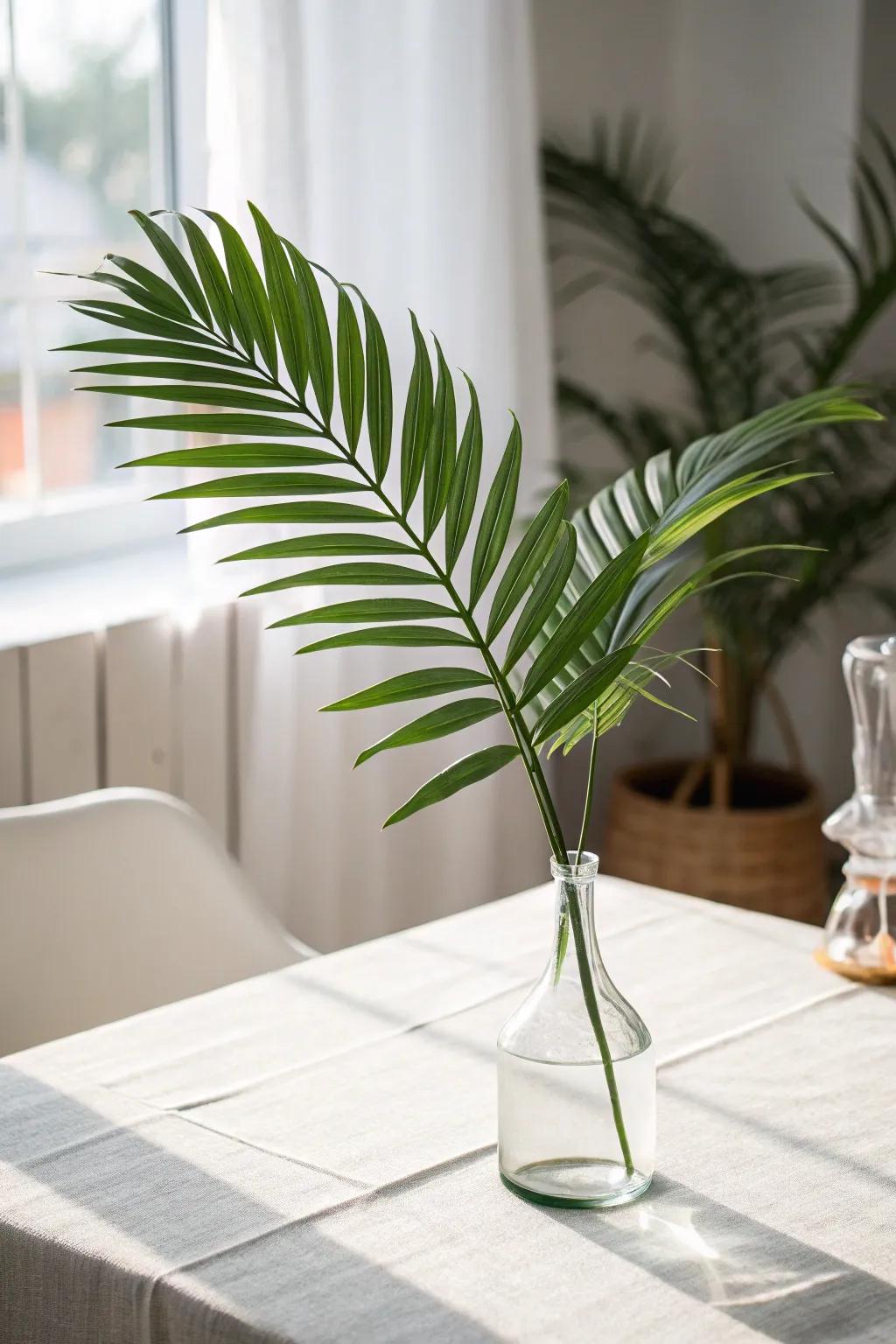 A single frond could make a strong understated statement.