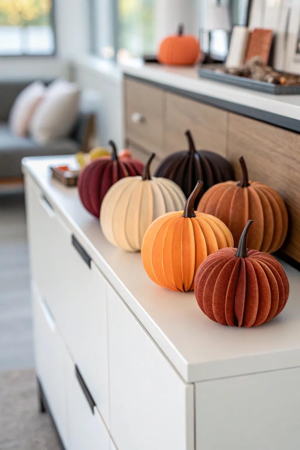 Chic gradient-effect paper pumpkins for a modern twist.