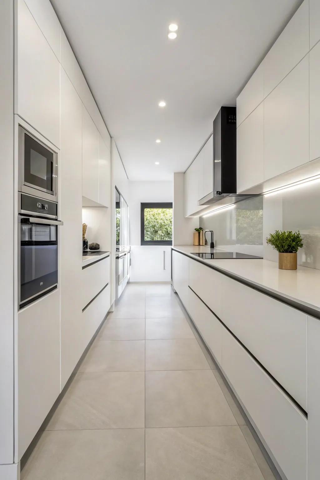 Smooth cupboards provide a sleek and current finish.