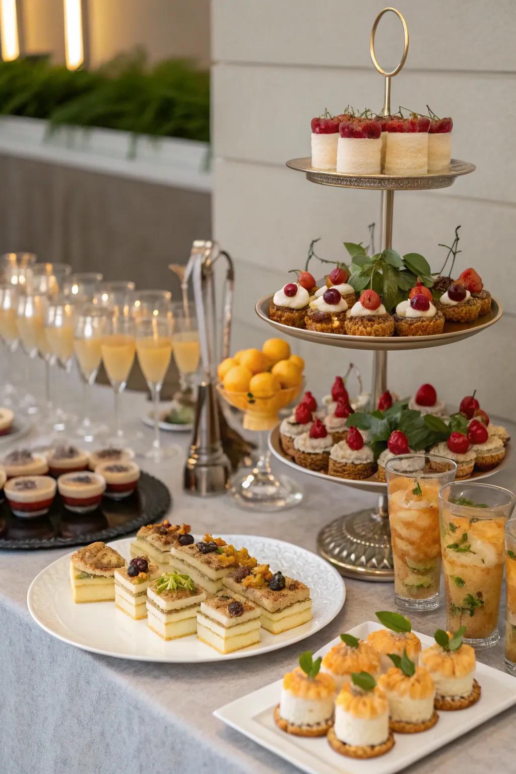 Stylish food and drink presentation adds to the party’s charm.