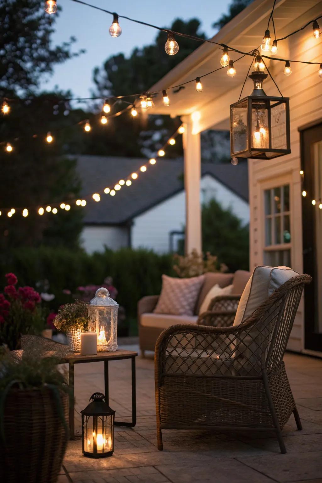 Ambient lighting breathes life into your patio after sunset.